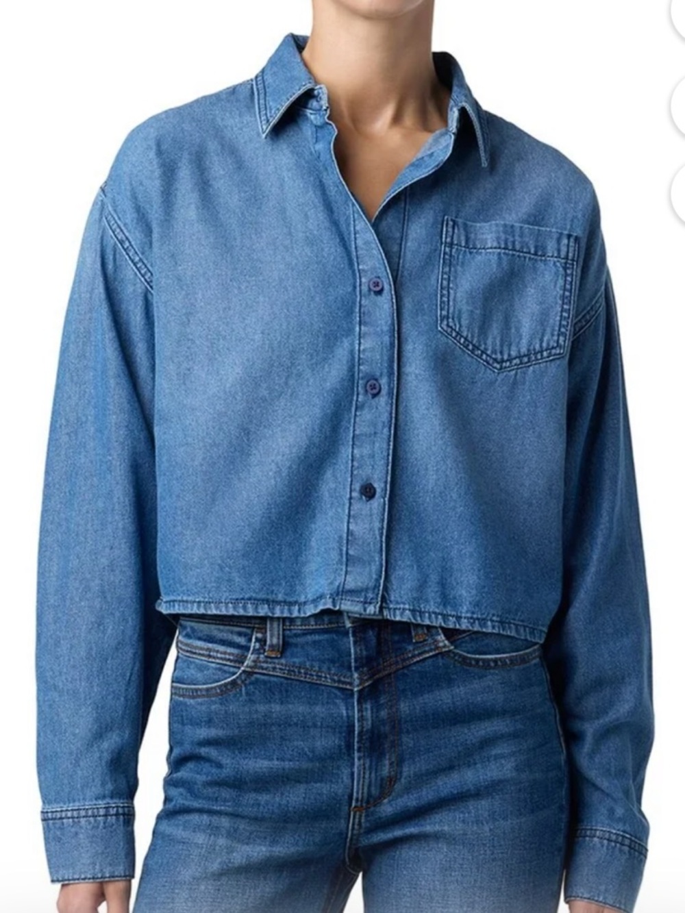 Joe's Jeans Cropped Denim Button-Down Shirt